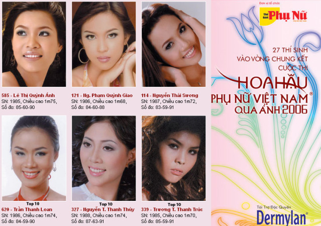 Xem lại thí sinh Hoa Hậu Phụ nữ Việt Nam qua ảnh 2006 Contestant3