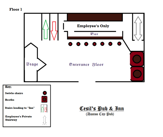 Ground Floor, Bar Room & Stage DantonCityPubFloorPlanA-1