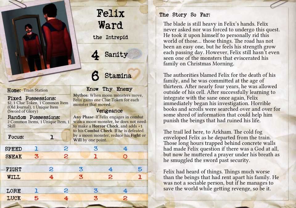 Strange Eons fun Felix-Wardcharactersheet