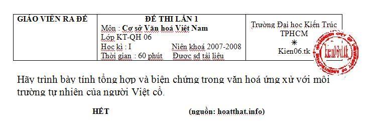 ĐỀ THI HK3 (LẦN 1) CÁC LỚP TP!!! CSVH