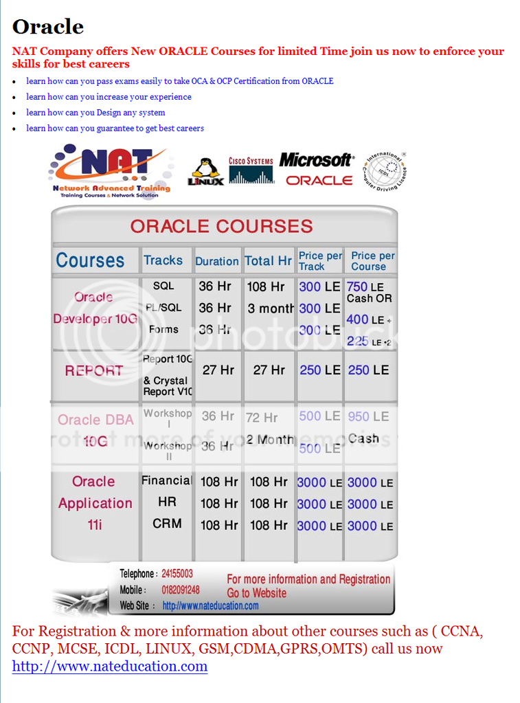 Oracle courses>>>>> Oracle