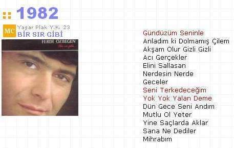 Ferdi Özbeğen [Diskografi 1965 - 2009] 1982