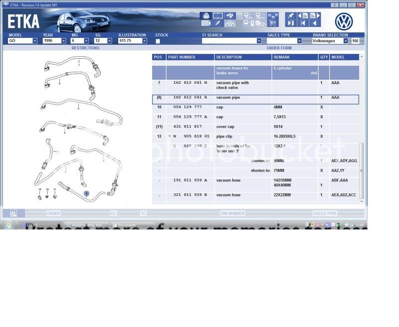 Part number needed Etka-vacuumpipeforVR6golf