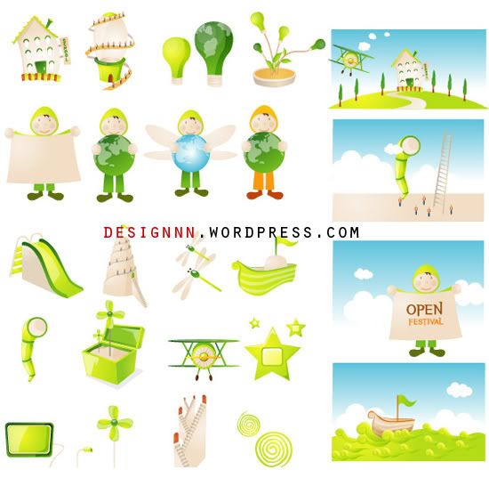 أيقونات فكتور أكثر من رائعة Bazic-design-green-illustrations