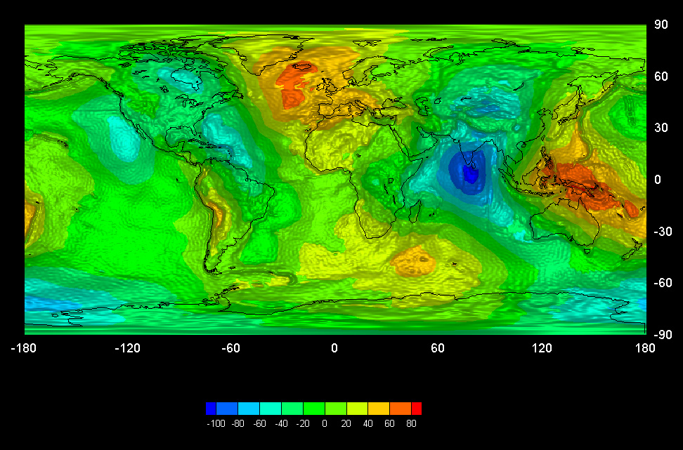 La gravité terrestre à la loupe du satellite Goce (Euronews) GOCE-Geoidkarte_mit_Schatten_H