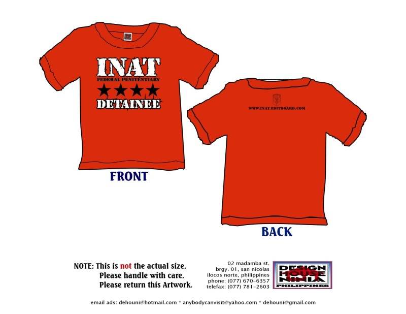 FOR SALE: INAT DETAINEE t-shirts Pres