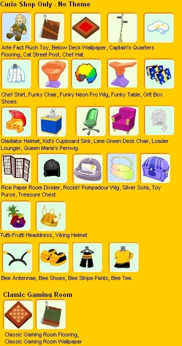 INFO:  PICTURES OF ALL ITEMS THEMES IN ARTE'S CURIO SHOP Curioshopitems