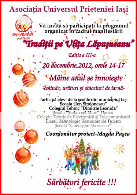 20-22 decembrie 2012- Tradiţii pe Uliţa Lăpuşneanu- AFIS20122012