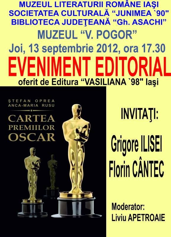 Lansarea volumului „Cartea Premiilor Oscar” ,13 sept 2012 AfisOscarfinal1