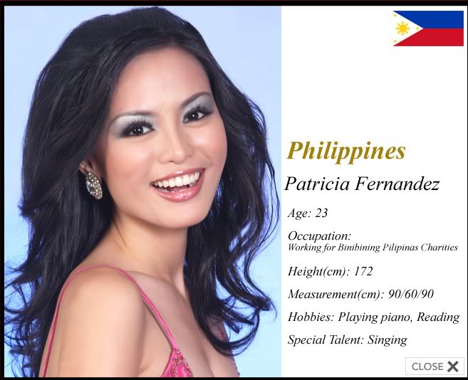 PATRICIA FERNANDEZ: Bb Pilipinas - International 2008 (MI 2008 Semifinalist) Patricia