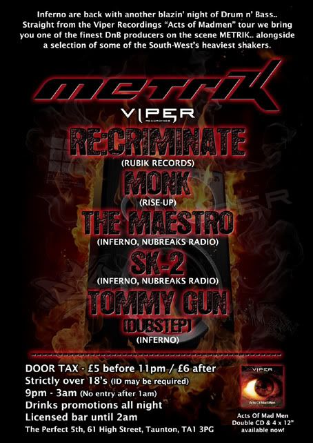 INFERNO DnB with METRIK (Viper Recordings) & more.. Infernoflyerback-27-11-09_web