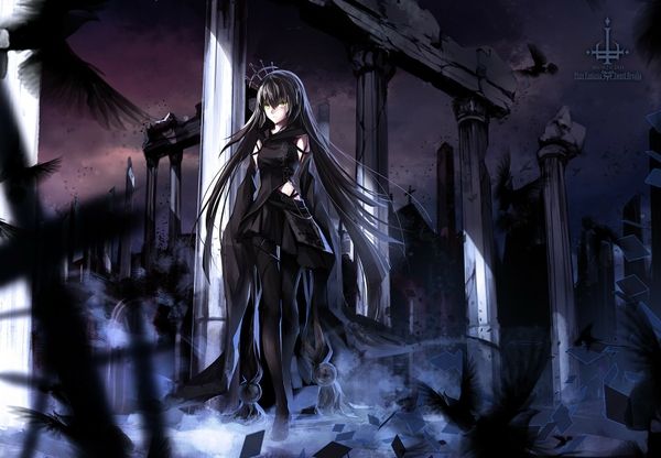 Selene - Restart Ruinsskirtslonghairgreeneyespantyhosethighhighsanimegirlspixivfantasiablackhairskade_wallpaperswacom_25