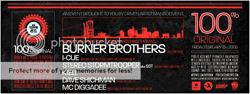 2/13 Driven AM presents: 100% Original - Burner Brothers, I-Cue, SST, Kjell, Shichman 100percent_3_BACK