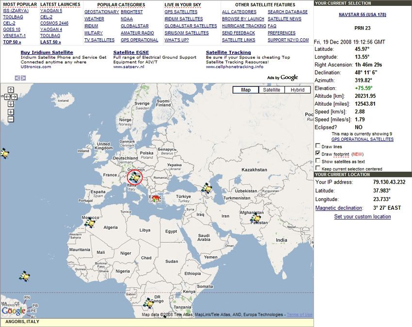      : Real time Satellite tracking (online) Sat