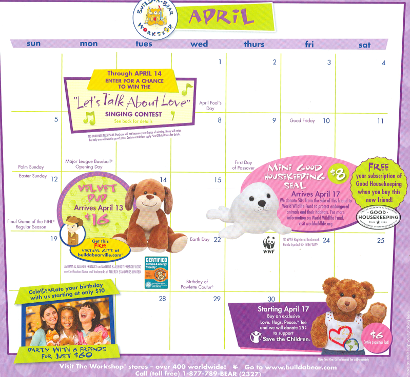babw april 2009 calendar