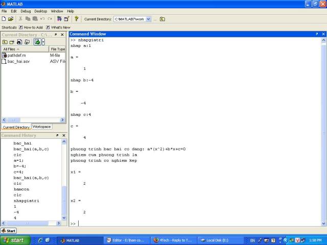 MATLAB- GIẢI PHƯƠNG TRÌNH BẬC 2 Giatri-1