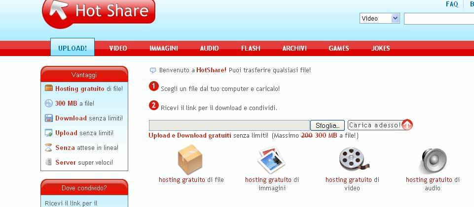 Come inviare i file Hotshare