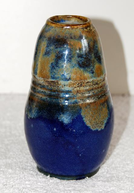 Blue glazed vase - French? Denby? Belgium?  DSC_5772