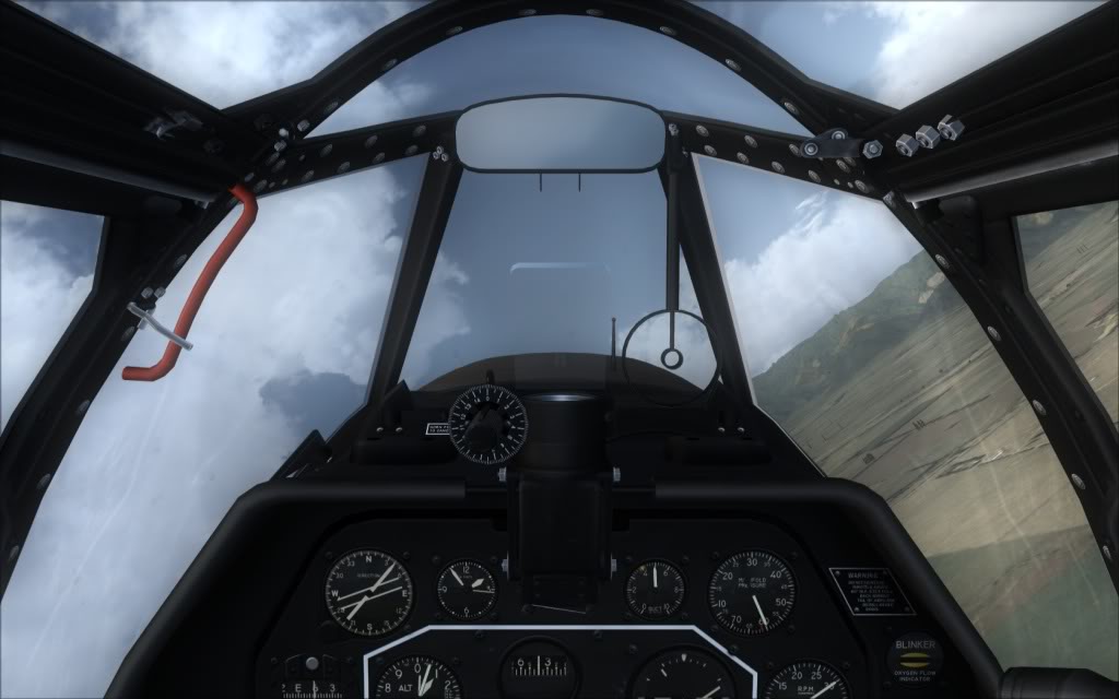 Imagem em 360° de dentro do cockpit de um caça Mustang 52fce946