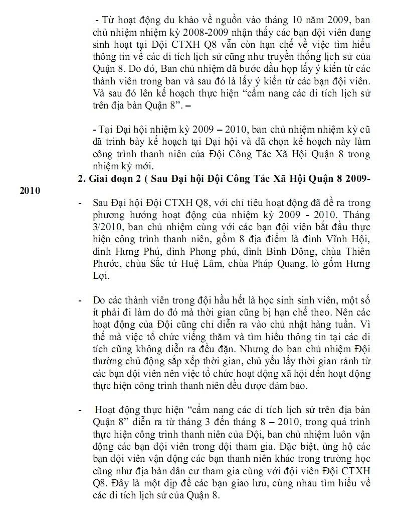 BÁO CÁO THỰC HIÊN CÔNG TRÌNH THANH NIÊN - CẨM NANG CÁC DI TÍCH LỊCH SỬ TRÊN ĐỊA BÀN QUẬN 8 Cttn2