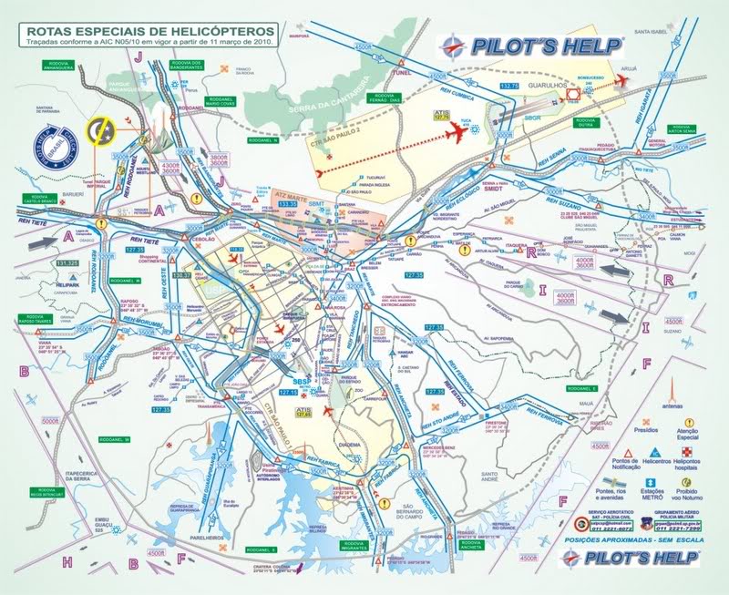 Cartas de voo e aproximações com os diversos detalhes Helicopteros