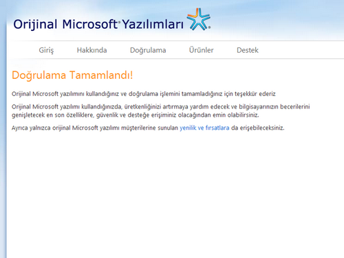 Windows Vista le lgili Hereyi Paylaabilirsiniz WindowsDogrulama_SGNLIVE