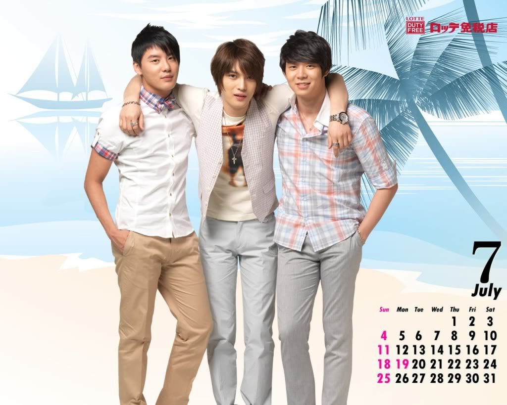 [PIC] 20100704 JYJ in Lotte Duty Free Calendar - July Tohoshinki1280x1024