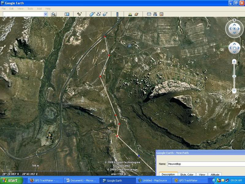 How to make a track in Google Earth and open it in Mapsource GPS3