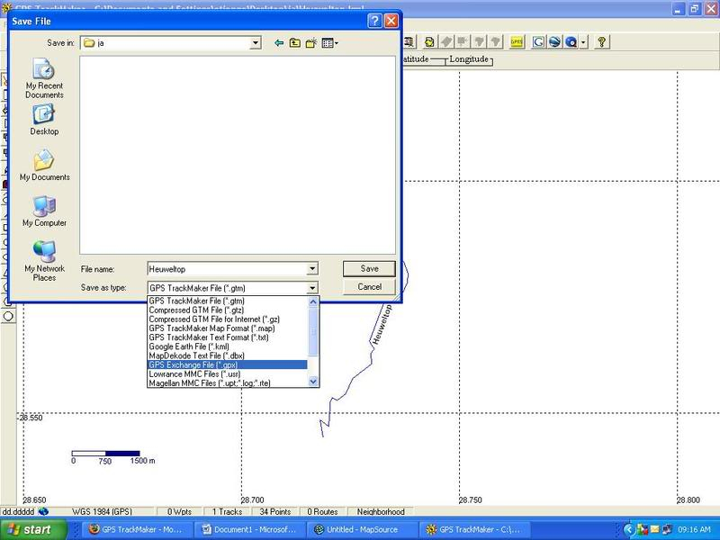 How to make a track in Google Earth and open it in Mapsource GPS7