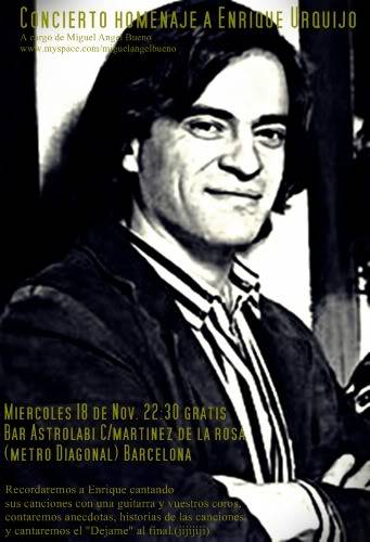 Homenaje a Enrique Urquijo en Barcelona, 18 de noviembre Cartelurquijo