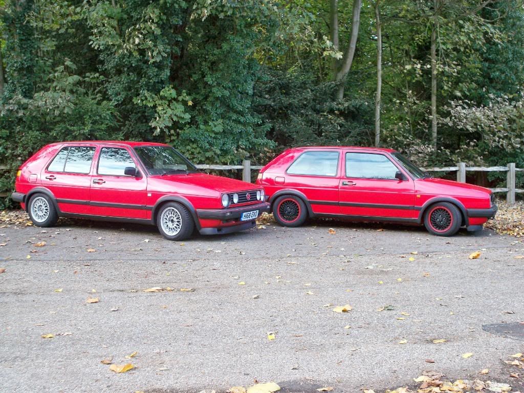 mk2 golf drivers, both tornado red, farther and son! 100_0333