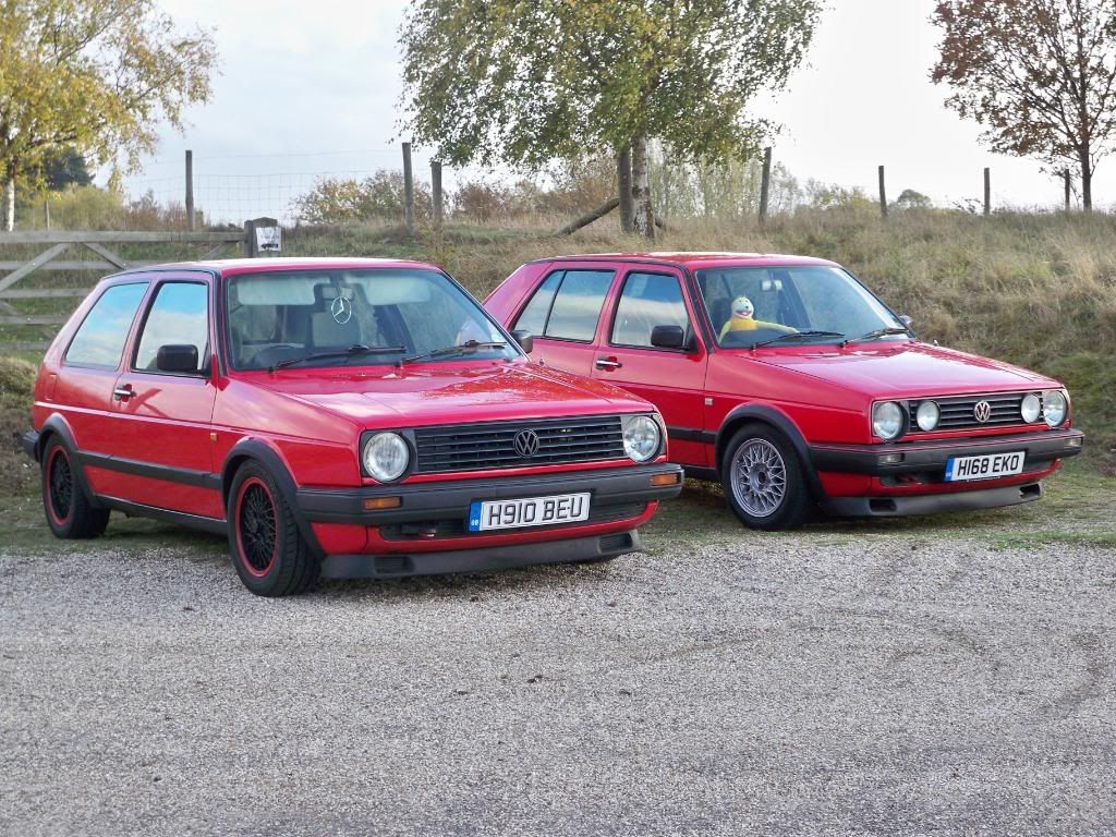 mk2 golf drivers, both tornado red, farther and son! 100_0340