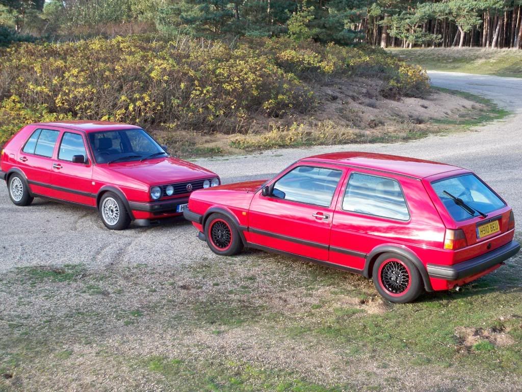 mk2 golf drivers, both tornado red, farther and son! 100_0344