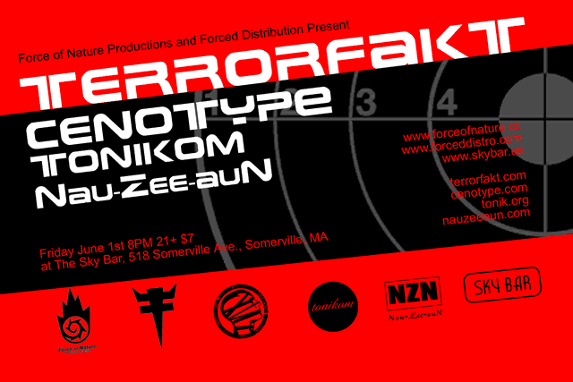 Terrorfakt --- CENOTYPE, June 1st, Boston (somerville) Skybareflier