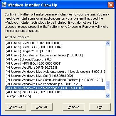 necesito ayuda con un programa WindowsInstallercleanup