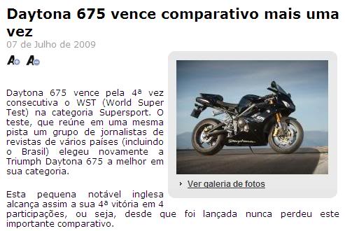 HISTÓRIA - TRIUMPH DAYTONA 675 675_Info