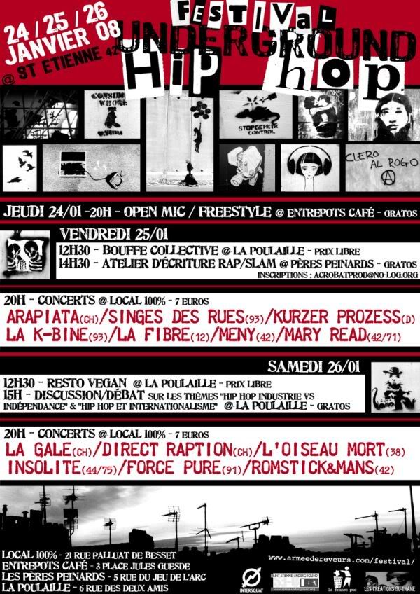 Festival Hip-Hop Underground les 24, 25, 26/01 St-Etienne AfficheA5