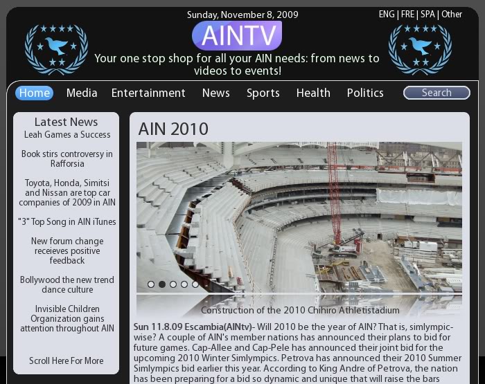 AINTv | Straight off the website! | Sunday, November 22, 2009 News1-2