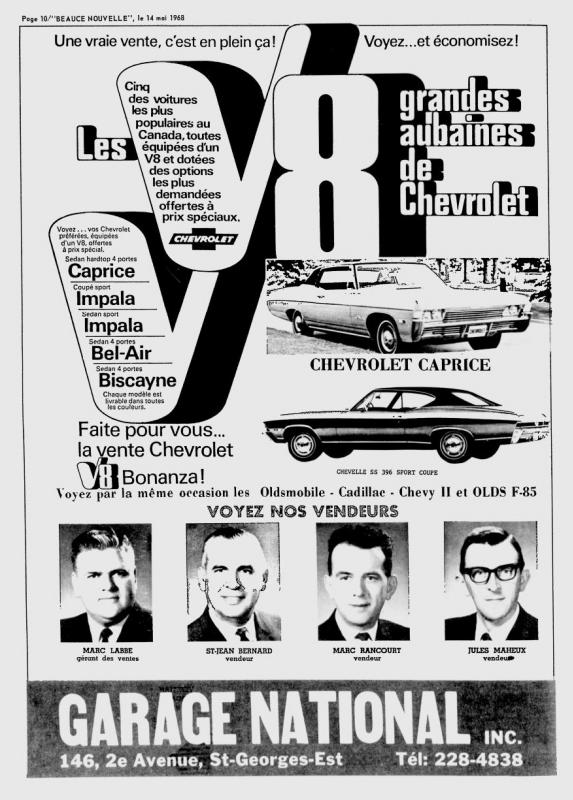 Vieilles publicités (journaux) de voitures. BeauceNouvelle-14mai19684