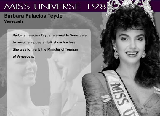 Miss Universe 1952 - 2007 1986