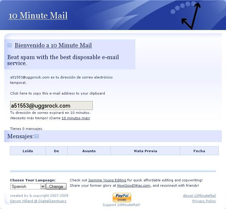 Cuenta de correo online 10minutes