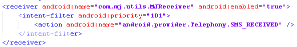 Raden: un troyano SMS para Android  ManifestReceiver