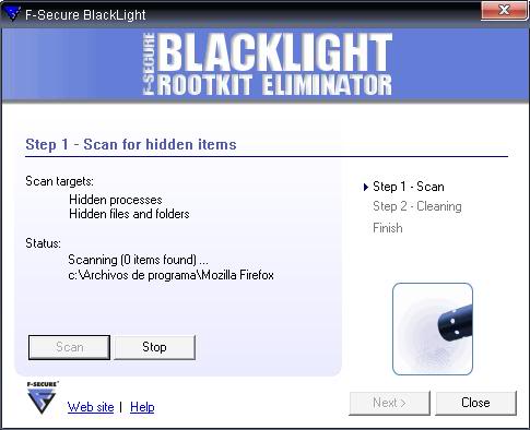 F-Secure BlackLight - Detecta archivos, carpetas y procesos ocultos. Bl1