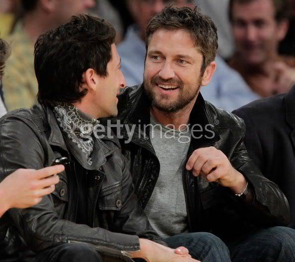 Gerard Butler attends the Laker game Lakers