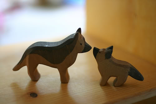 Wooden Husky/GSD/Wolf imported toys from Germany. And our bumper stickers/car magnets: 2987035620_3563e6f326