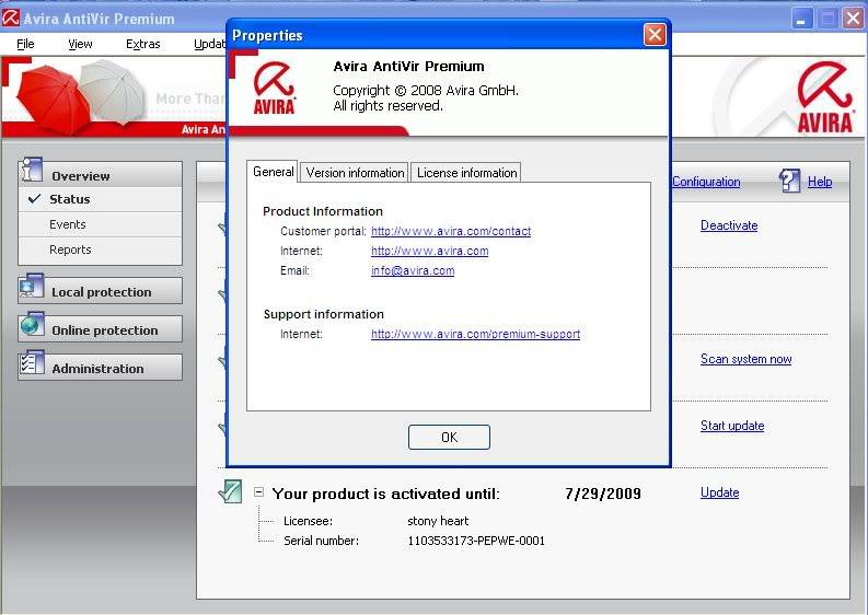 برنامج Avira AntiVir PE Premium V 8.2.374 Avira