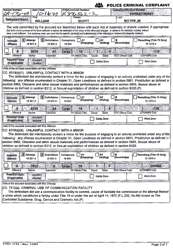 Former Chief U.N. Weapons Inspector Scott Ritter Nabbed in Teen Sex Sting/ Scott Ritter trial rescheduled for July 7 0114101ritter5