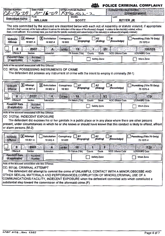 Former Chief U.N. Weapons Inspector Scott Ritter Nabbed in Teen Sex Sting/ Scott Ritter trial rescheduled for July 7 0114101ritter6