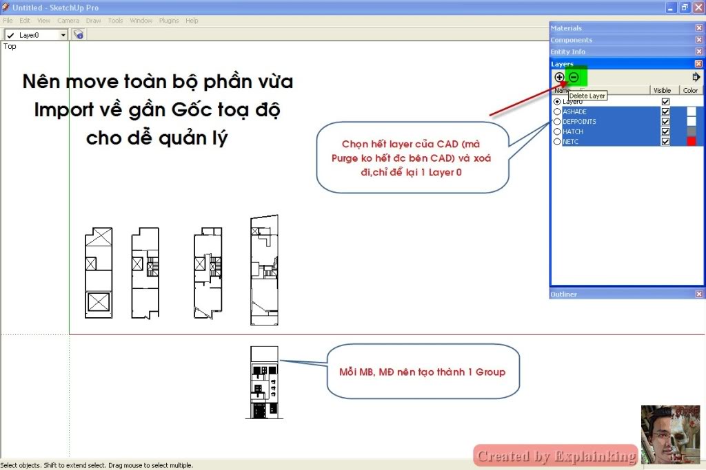 Dựng hình 3D trong SketchUp từ MB-MĐ AutoCAD 09