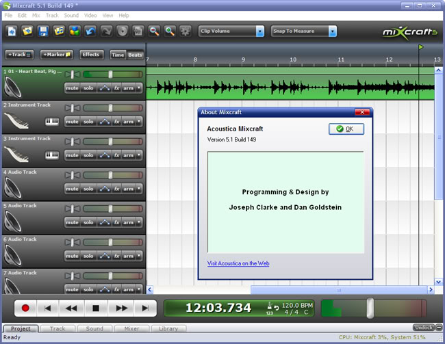 حصريا برنامج خلط الاصوات والدى جى الرائع Acoustica Mixcraft 5.1 Build 149 فى الاصدار 654